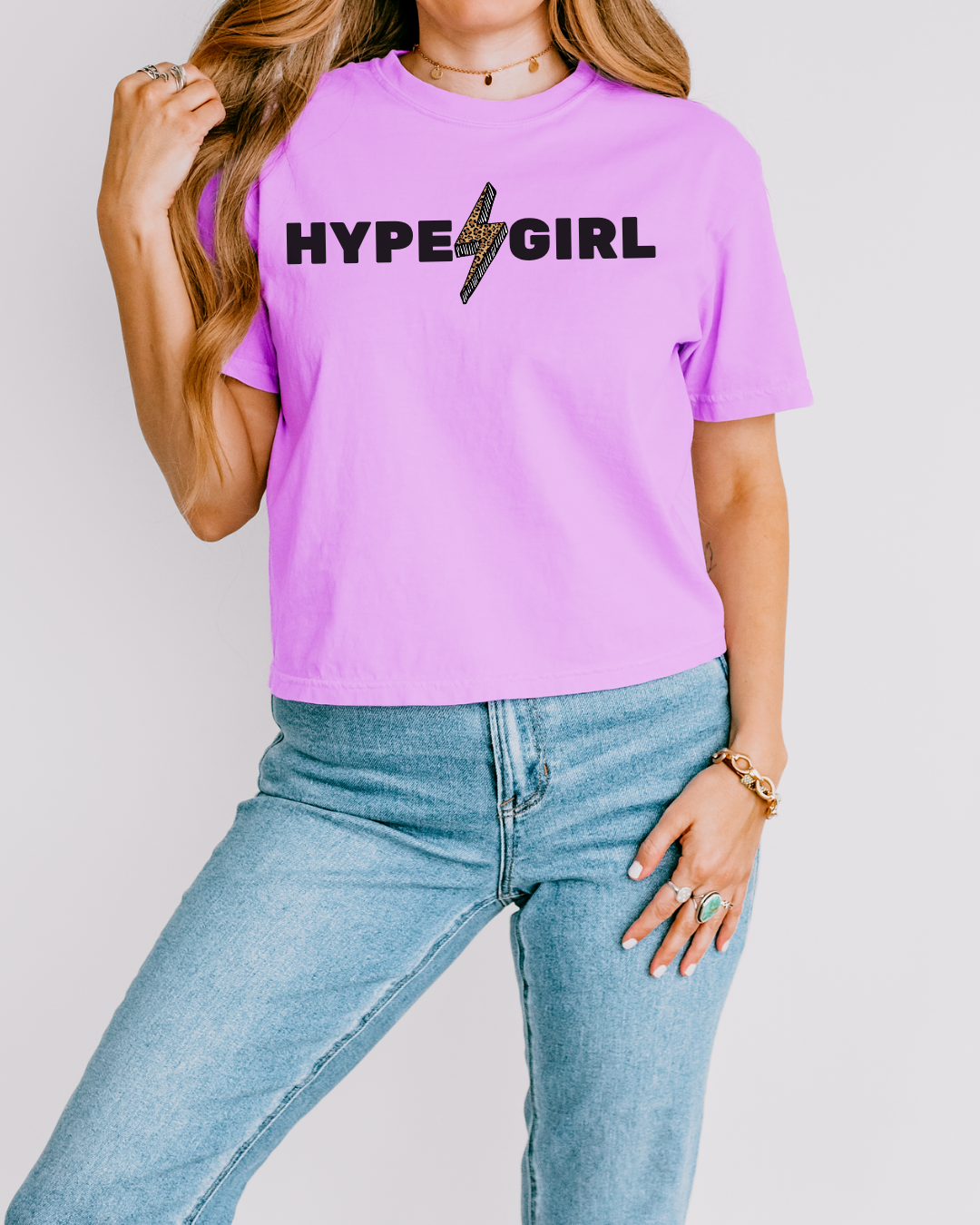 Crop Neon Hype Girl Bolt Shirt