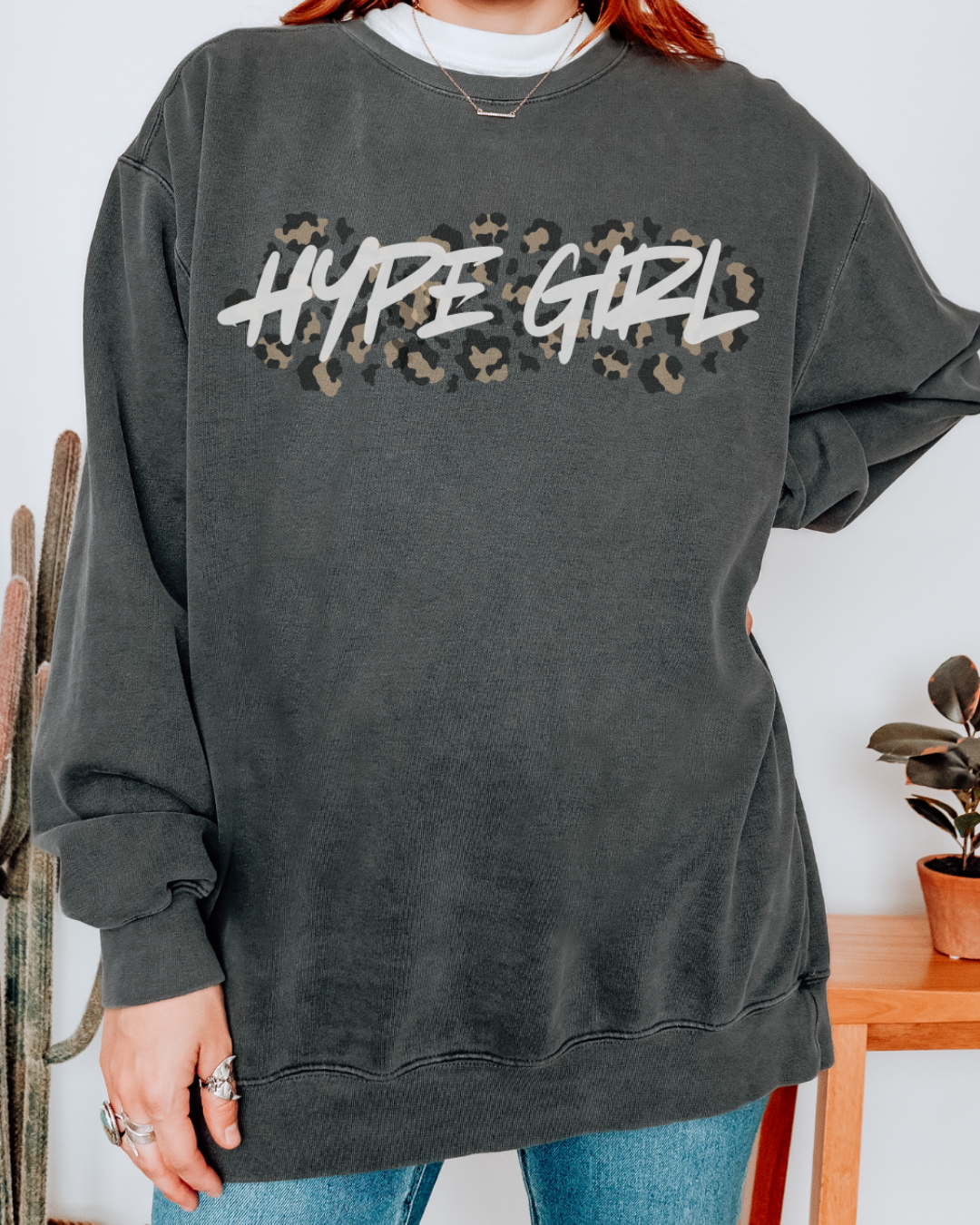 Leopard Print Hype Girl Crewneck